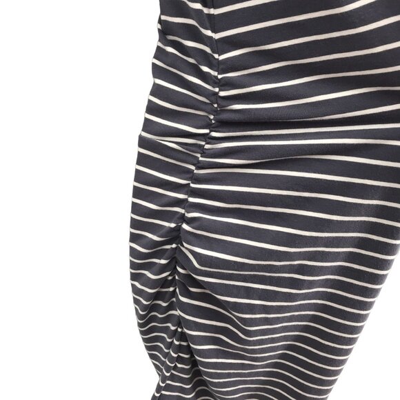 Isakel Womens Gray Striped Maternity Ruched Semi Fitted Thick Knit Dresses Sz L - Picture 2 of 7
